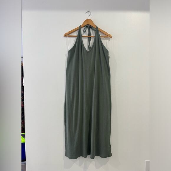GAP ribbed halter midi dress in vintage palm XXL - Picture 4 of 12